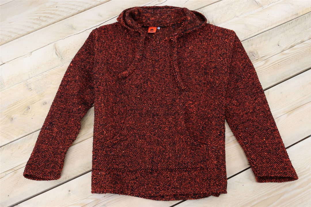 Recycled Mexican Baja Jerga Hoody - Orange Fleck