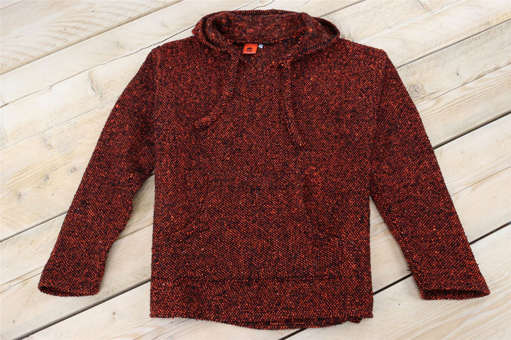 Recycled Mexican Baja Jerga Hoody - Orange Fleck