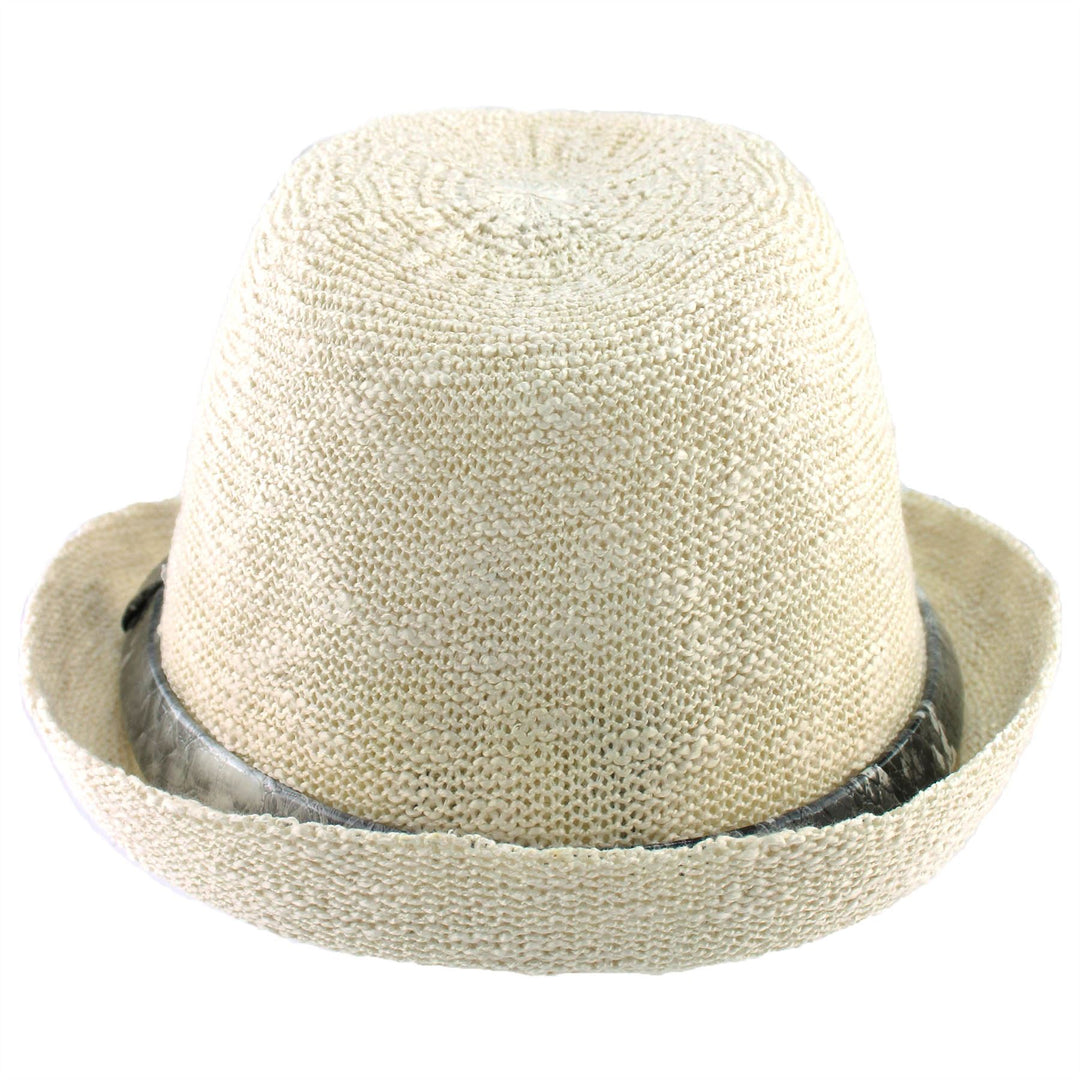 Lightweight trilby hat with faux leather snakeskin band - Off white (57cm)