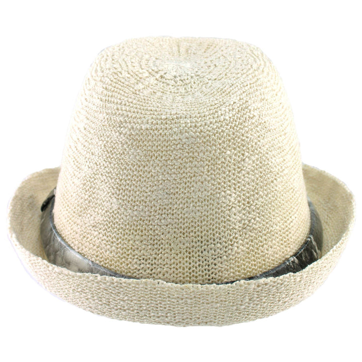 Lightweight trilby hat with faux leather snakeskin band - Off white (57cm)
