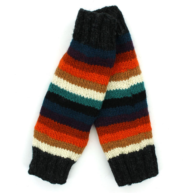 Hand Knitted Wool Leg Warmers - Stripe Anu