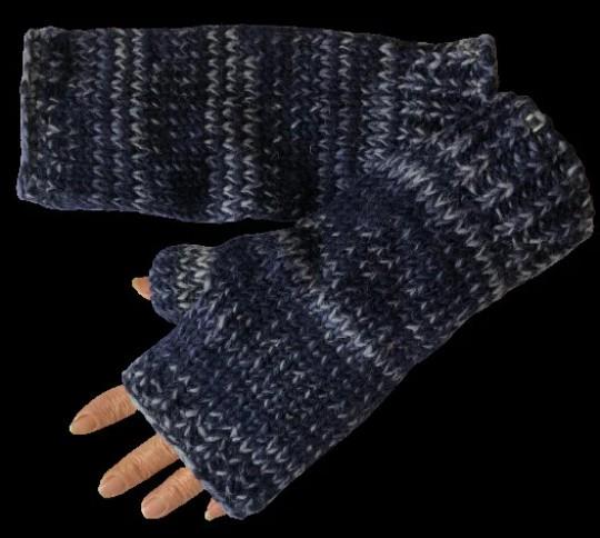 Wool Knit Fleece Lined  Wrist Warmers - SD Navy