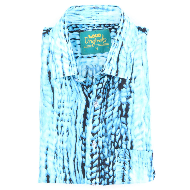 Regular Fit Short Sleeve Shirt - Blue Static