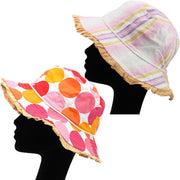 Reversible sun hat with bright pattern - Pink (One Size)