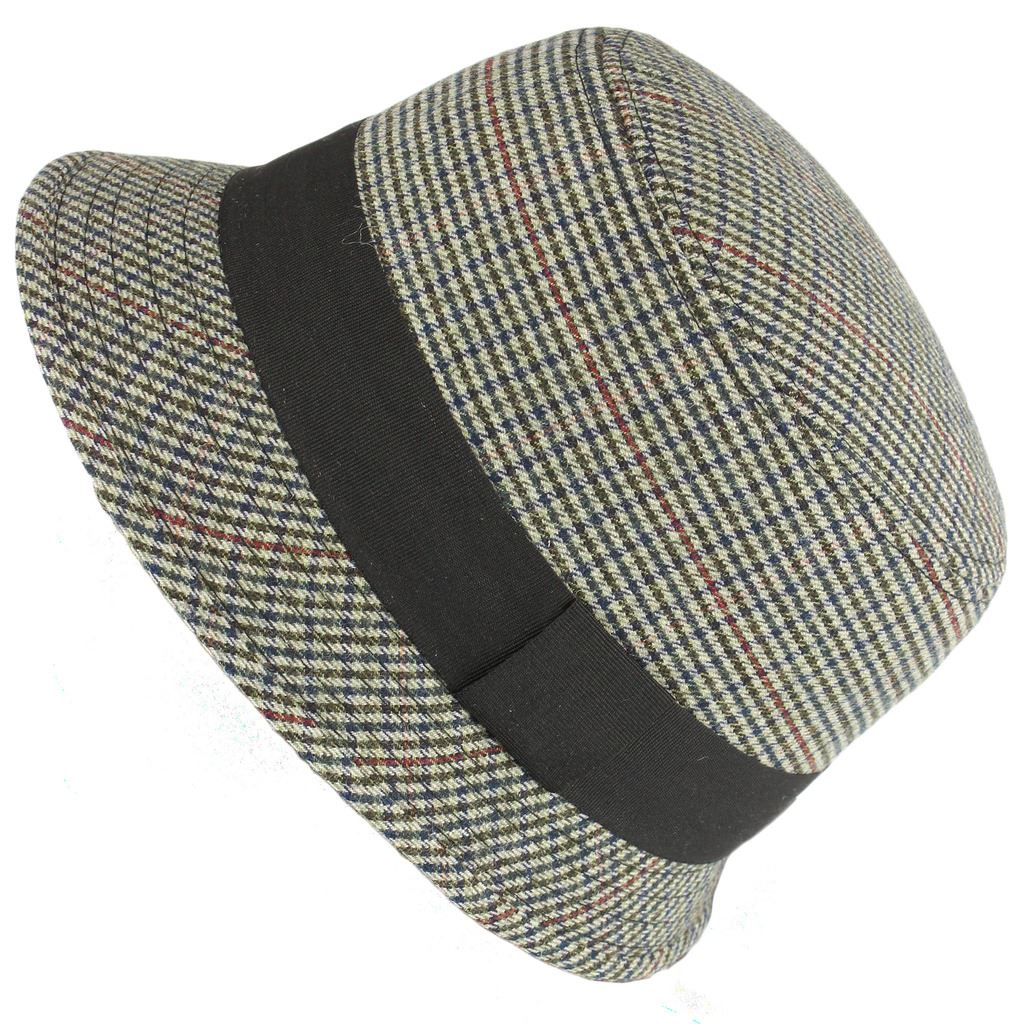 Tweed cloche hat with chunky band - Brown