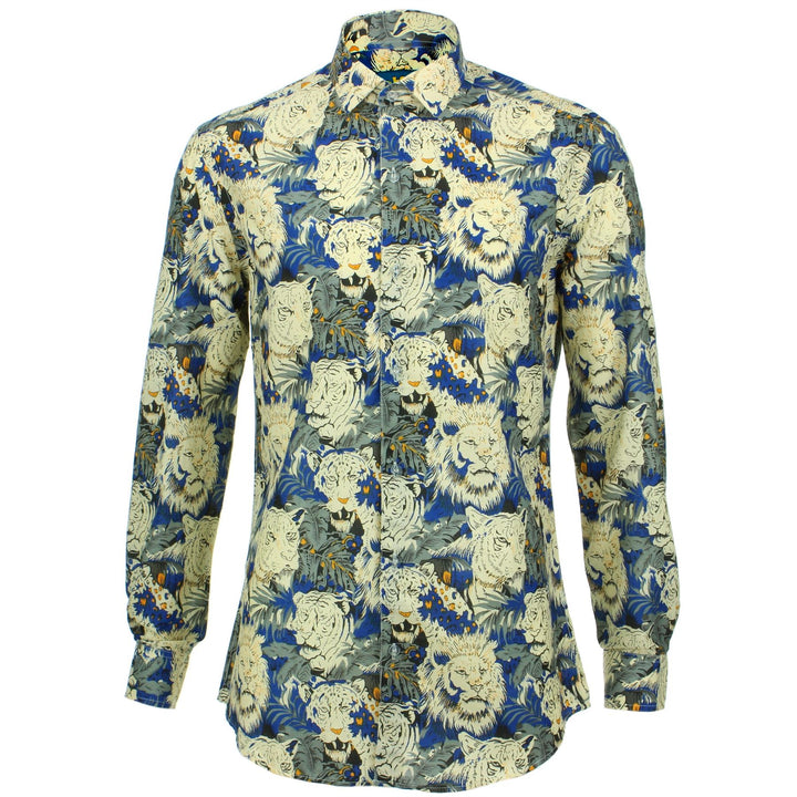 Tailored Fit Long Sleeve Shirt - Lion Tiger Jungle