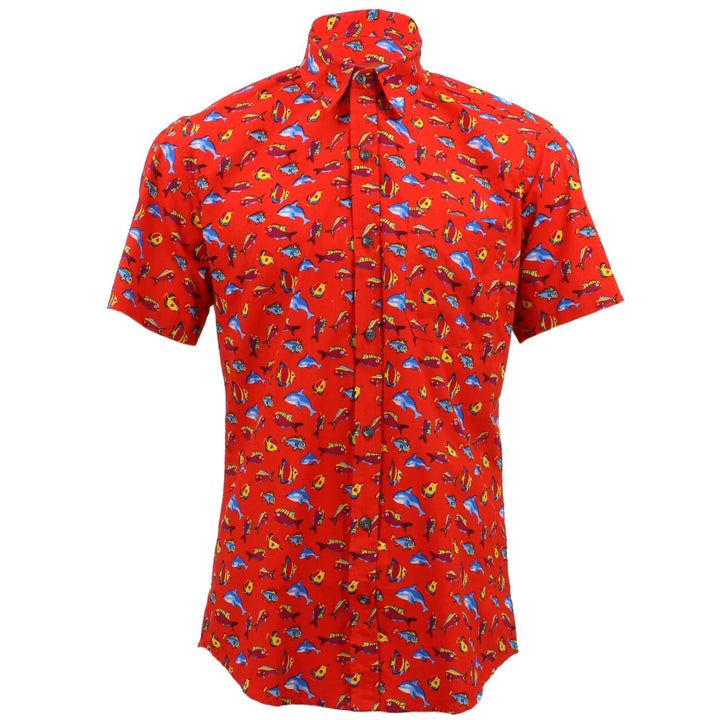 Tailored Fit Short Sleeve Shirt - Fish