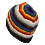 Hand Knitted Wool Beanie Hat - Stripe Progress Rainbow