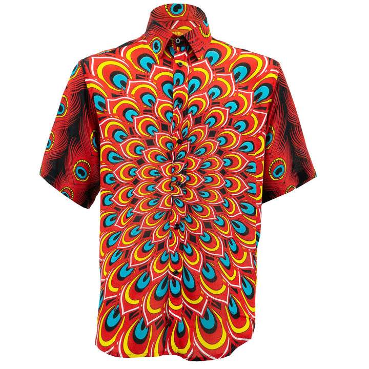 Regular Fit Short Sleeve Shirt - Peacock Mandala - Flame