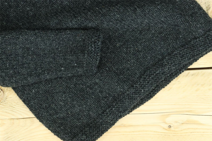 Hand Knitted Wool Jumper - Plain Charcoal