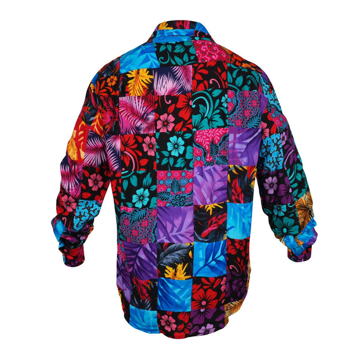 Regular Fit Long Sleeve Shirt - Paradise Patchwork Large