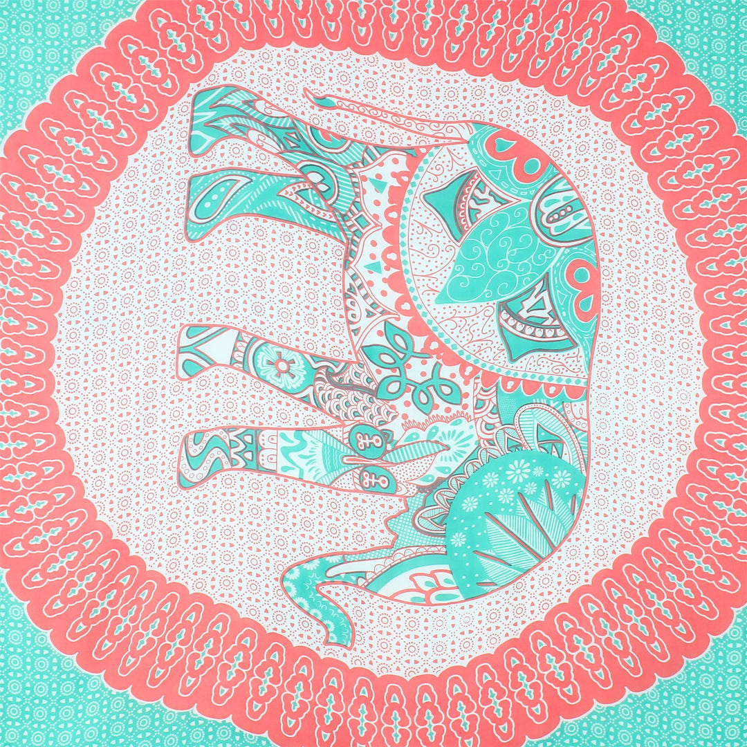 Viscose Rayon Sarong - Elephant Mandala - Green & Orange