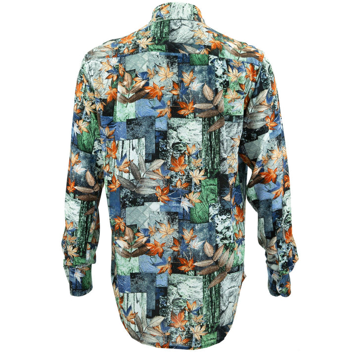 Regular Fit Long Sleeve Shirt - Autumn Patchwork - Blue