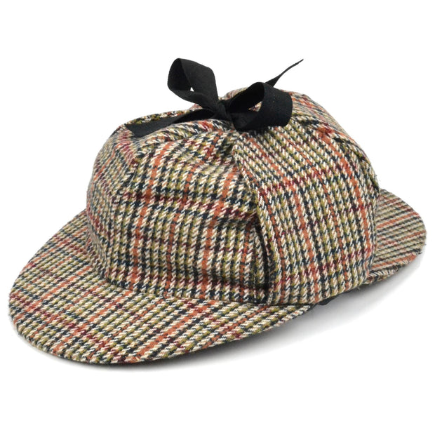 Classic Sherlock Holmes tweed deerstalker hat - Brown