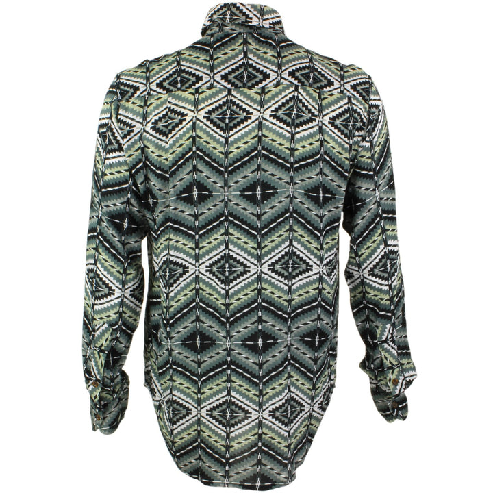 Regular Fit Long Sleeve Shirt - Grey Pixelated Zig Zags