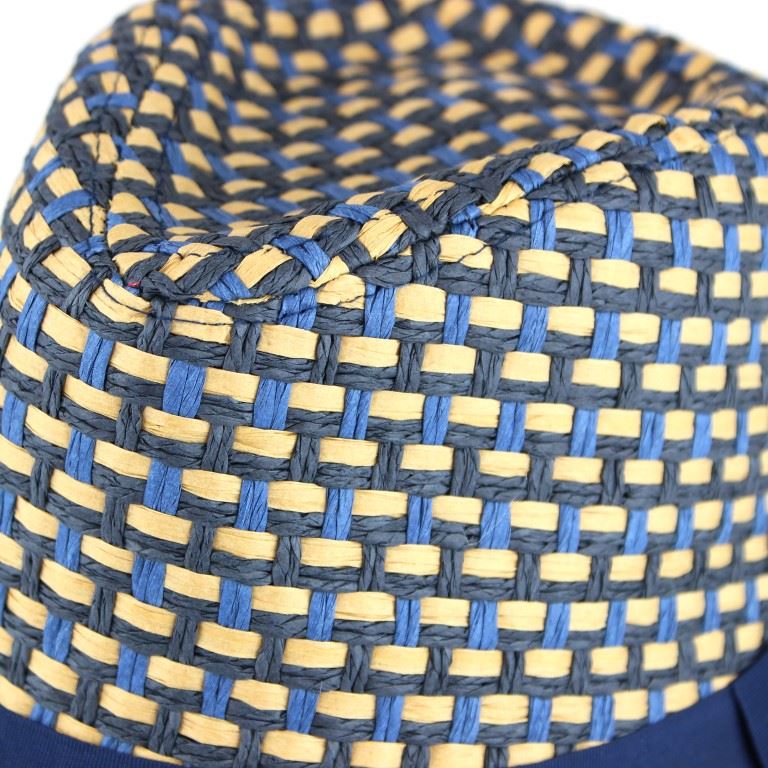 Woven Straw Paper Trilby Hat - Blue