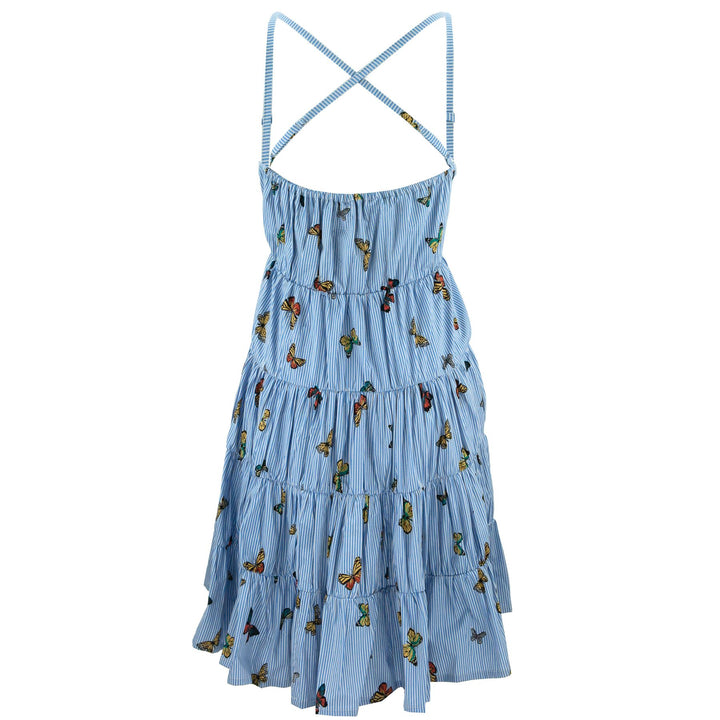 Tier Drop Summer Dress - Blue Butterfly