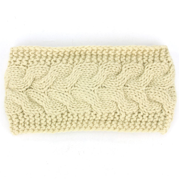 Knitted Bowknot Ribbed Headband - Cream