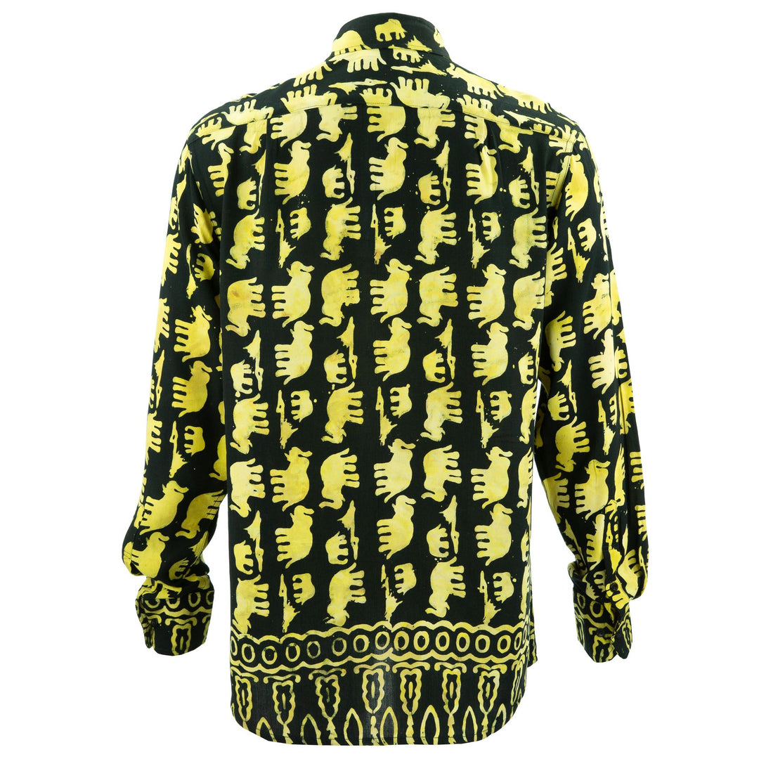 Regular Fit Long Sleeve Shirt - Herd of Elephants - Black