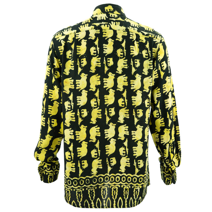 Regular Fit Long Sleeve Shirt - Herd of Elephants - Black