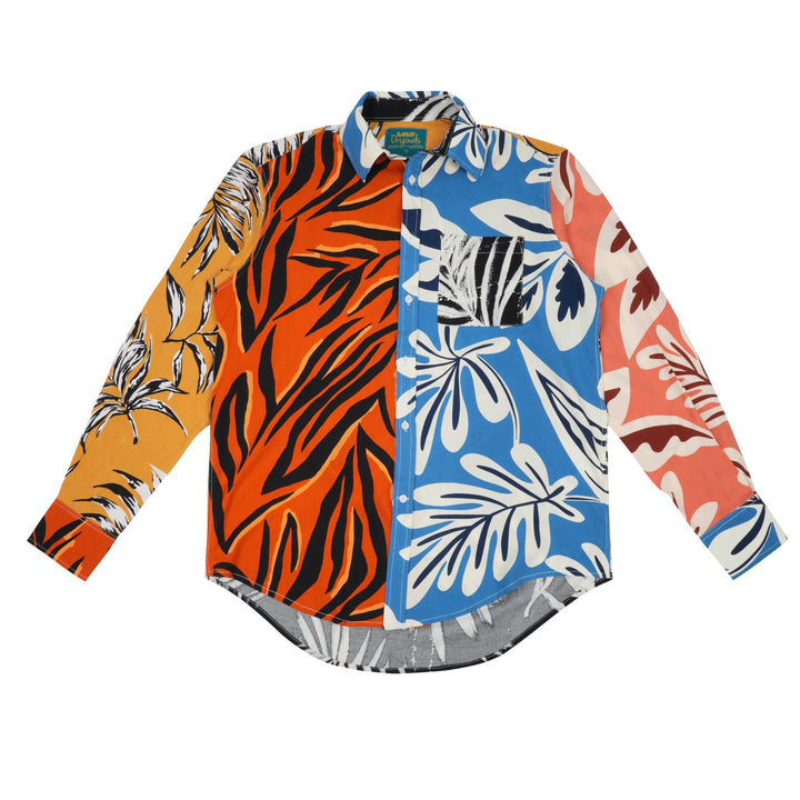 Regular Fit Long Sleeve Shirt - Random Mixed Panel Tropical