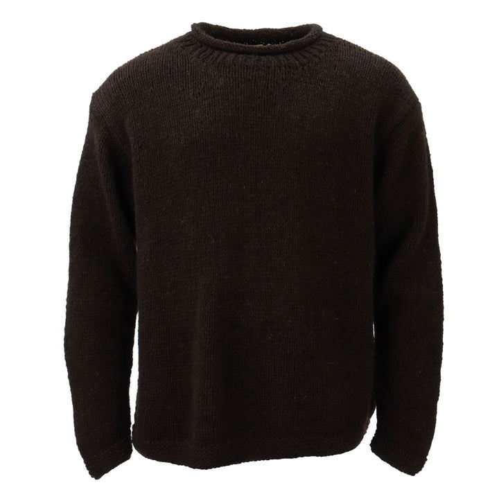 Hand Knitted Wool Jumper - Plain Brown