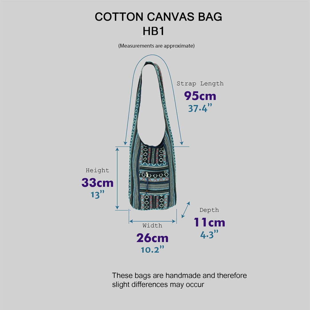 Diamond Pattern Canvas Sling Shoulder Bag - Black Brown