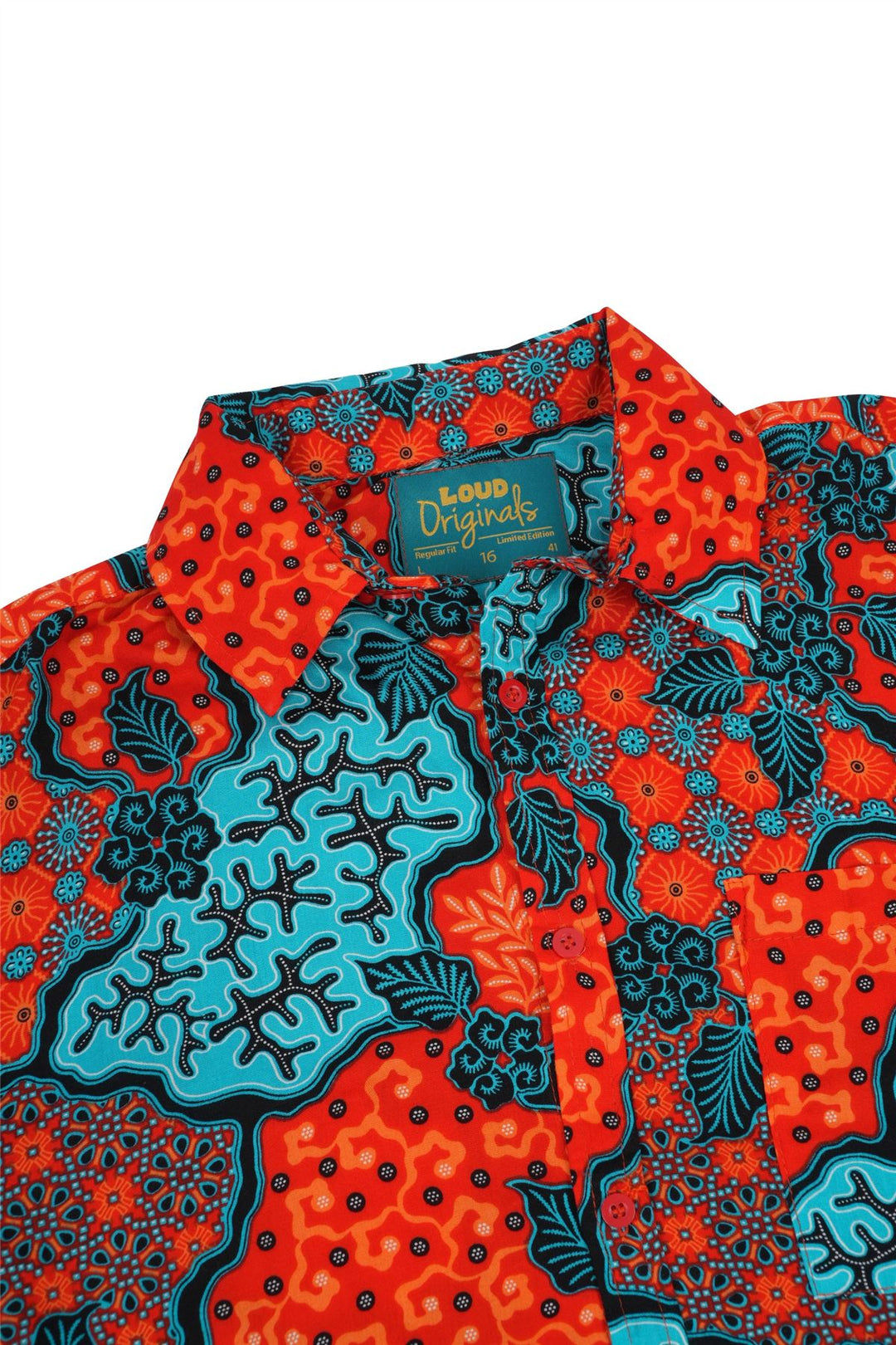 Regular Fit Long Sleeve Shirt - Coral Batik Mosaic