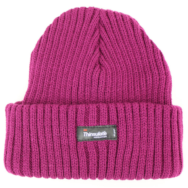 Chunky Knit Beanie Hat - Dark Pink
