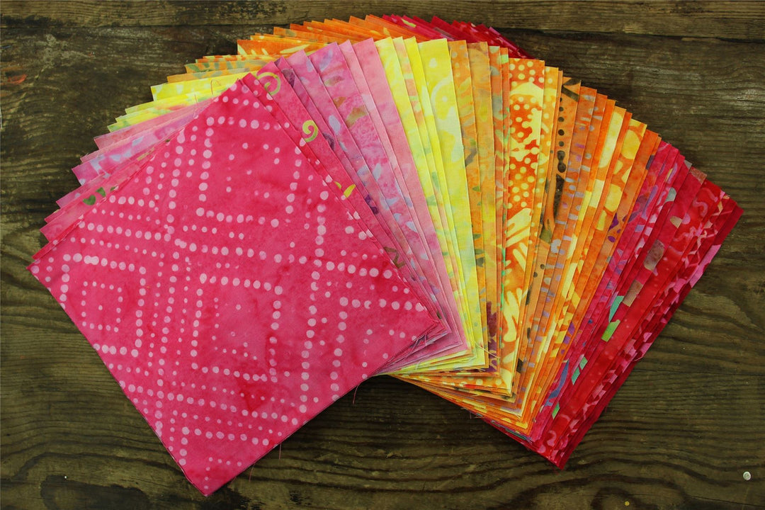 Charm Pack - 40 x 5" Squares of Cotton Batik