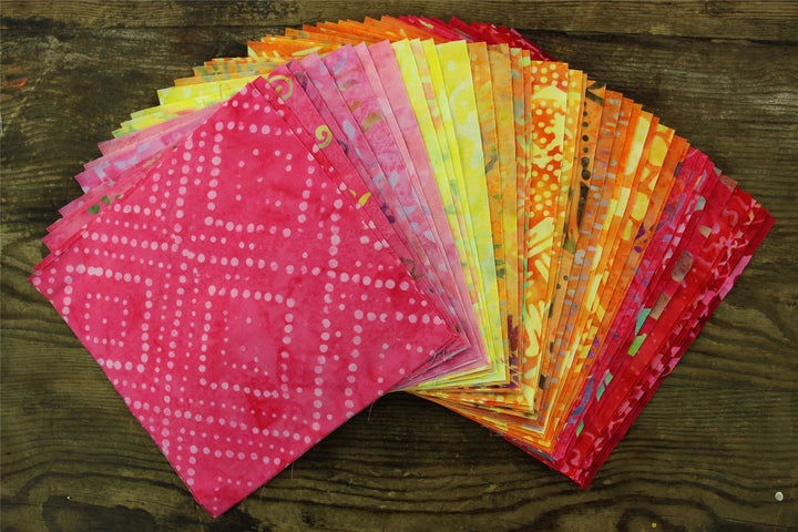 Charm Pack - 40 x 5" Squares of Cotton Batik