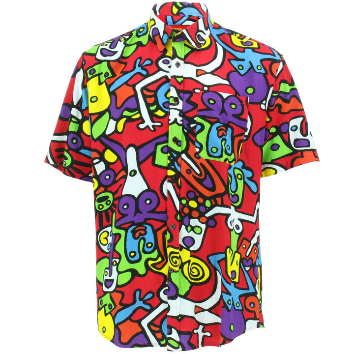 Slim Fit Short Sleeve Rayon Shirt - Tiffy Print - Red