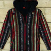 Brushed Gheri Cotton Hoodie Fleece Lined - Black Red