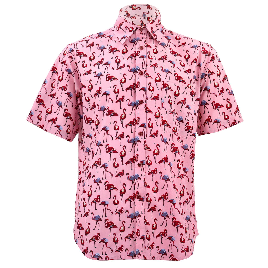 Regular Fit Short Sleeve Shirt - Flamingos