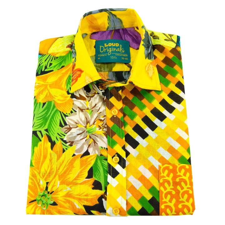 Regular Fit Short Sleeve Shirt - Random Mixed Panel Yellow