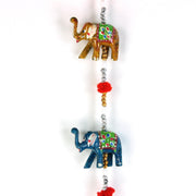 Handmade Rajasthani Strings Hanging Decorations - Ceramic Elephants Large