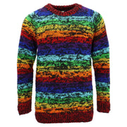 Hand Knitted Wool Jumper - Stripe Black Rainbow SD