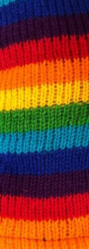 Wool Knit Fleece Lined  Wrist Warmers - Rainbow Stripe
