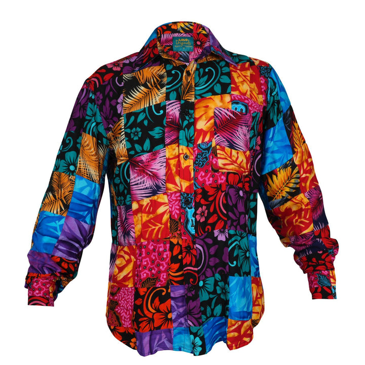Regular Fit Long Sleeve Shirt - Paradise Patchwork Large