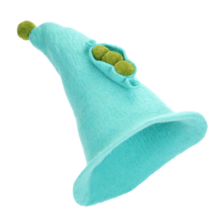LoudElephant Handcrafted Wool Felt Hat from Nepal - Turquoise Seeds