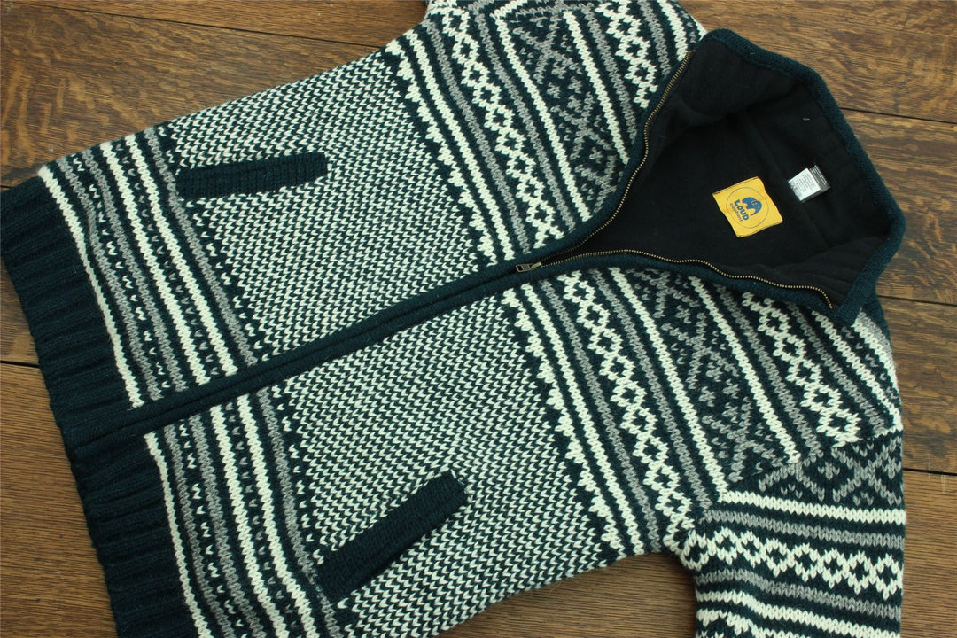 Hand Knitted Wool Jacket Cardigan - Fairisle Teal