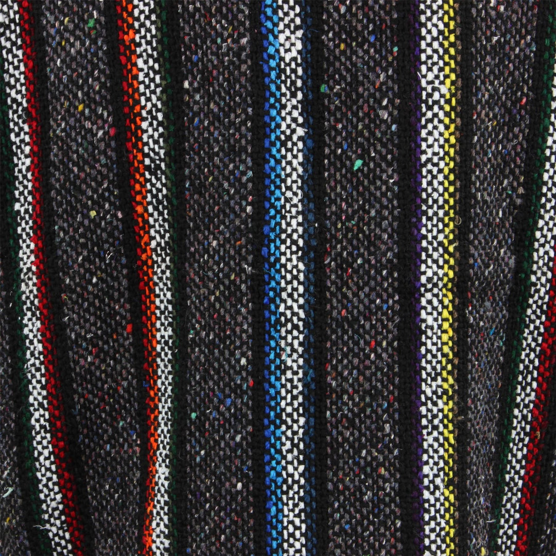 Mexican Baja Jerga Hoody - Grey & Rainbow Stripe