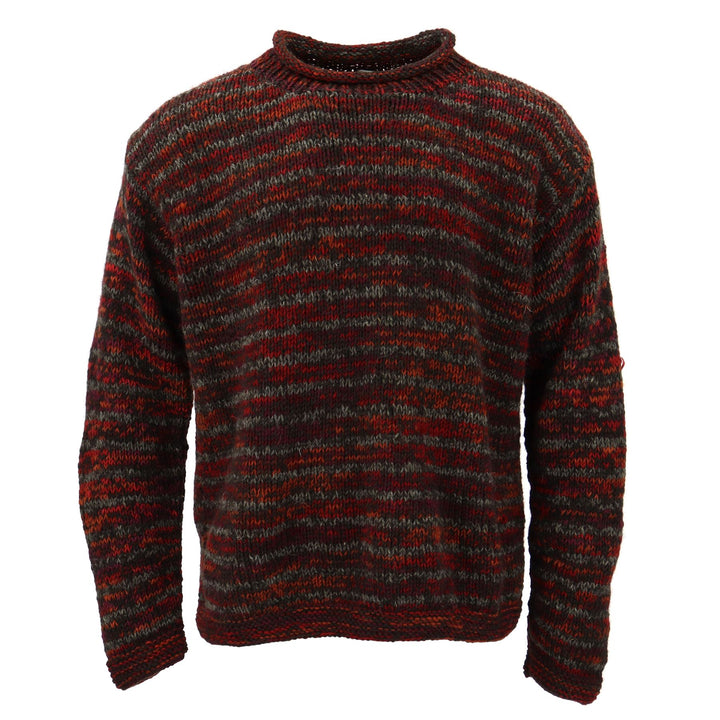 Hand Knitted Wool Space Dye Jumper - Red Grey Mix