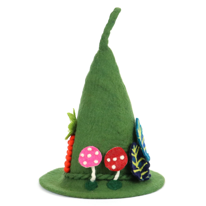 LoudElephant Handcrafted Wool Felt Hat from Nepal - Mystical Woodland Green