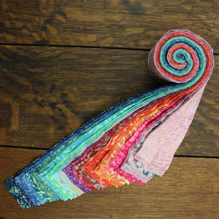 Jelly Roll - 40 Strips of 2.5" x 37" Cotton Batik