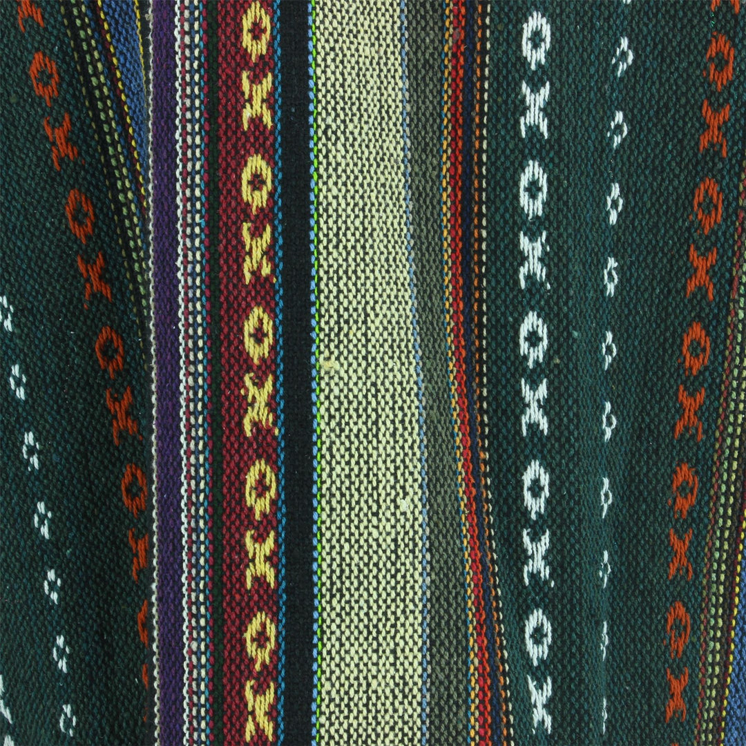 Woven Cotton Baja Hoodie - Green, Blue & Yellow