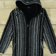 Brushed Gheri Cotton Hoodie Fleece Lined - Black Diamond