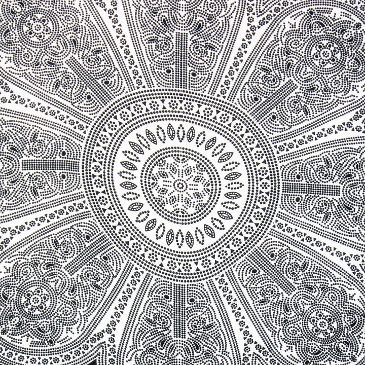 Viscose Rayon Sarong - Flower Mandala - Black