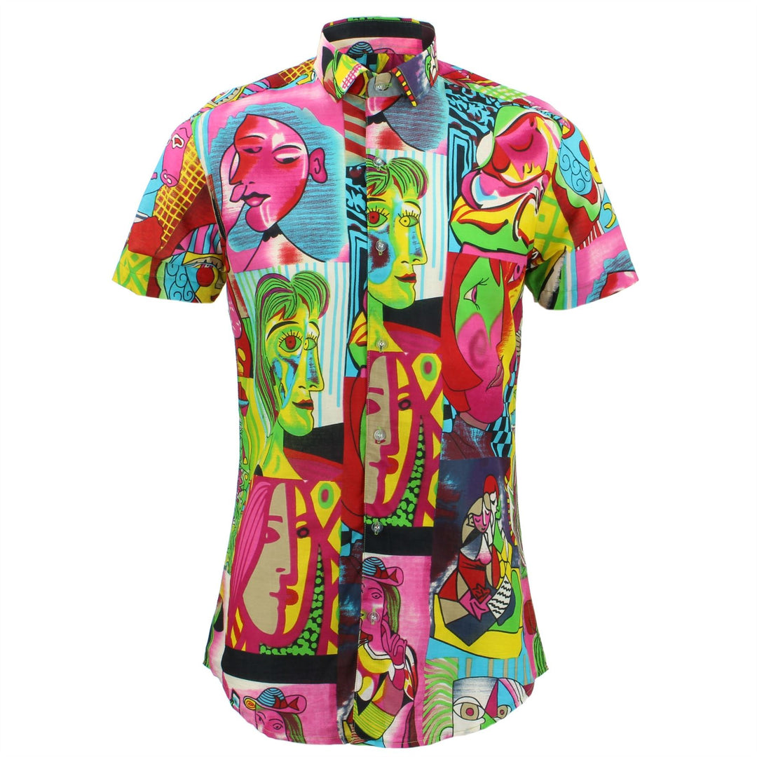 Tailored Fit Short Sleeve Shirt - Cubism Portraits