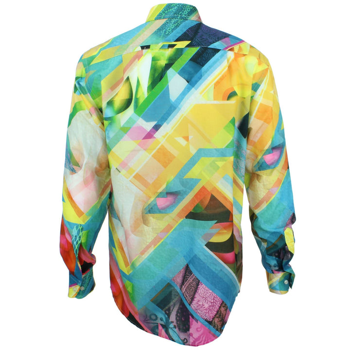 Regular Fit Long Sleeve Shirt - Yellow & Blue Abstract